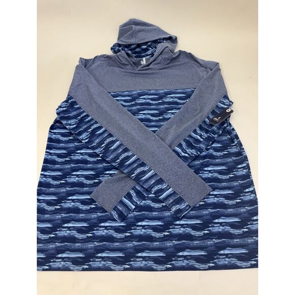 NWT johnnie-O Braden Camo Performance Hoodie Navy Blue Men's Size MEDIUM $118 - Picture 9 of 11